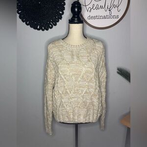 Nasty Gal cable knit over sized sweater size small cream beige